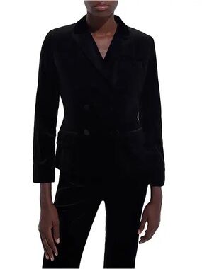 The Kooples Black Velvet Double-Breasted Blazer
